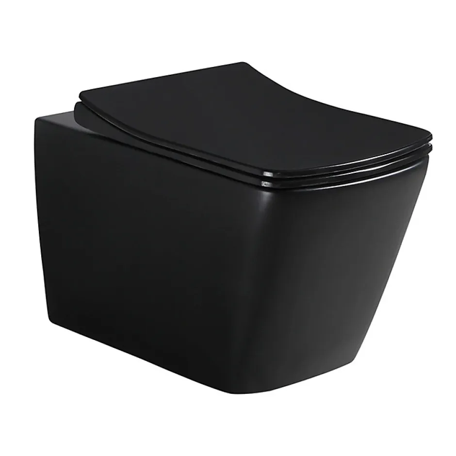 Swiss Aqua Technologies WC suspendu Infinitio noir mat sans bride Design, fixations invisibles+abattant softclose