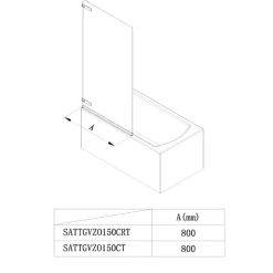 Swiss Aqua Technologies 150x80 cm TGD NEW Pare-baignoire pivotant en verre, orientation gauche et droite, chrome (SATTGVZO150CRT)