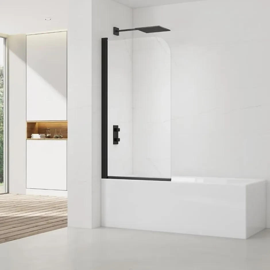 Swiss Aqua Technologies 150x80 cm Pare-baignoire pivotant en verre, orientation gauche et droite, noir (SATVZUNIKCT80)* Pare-Baignoire