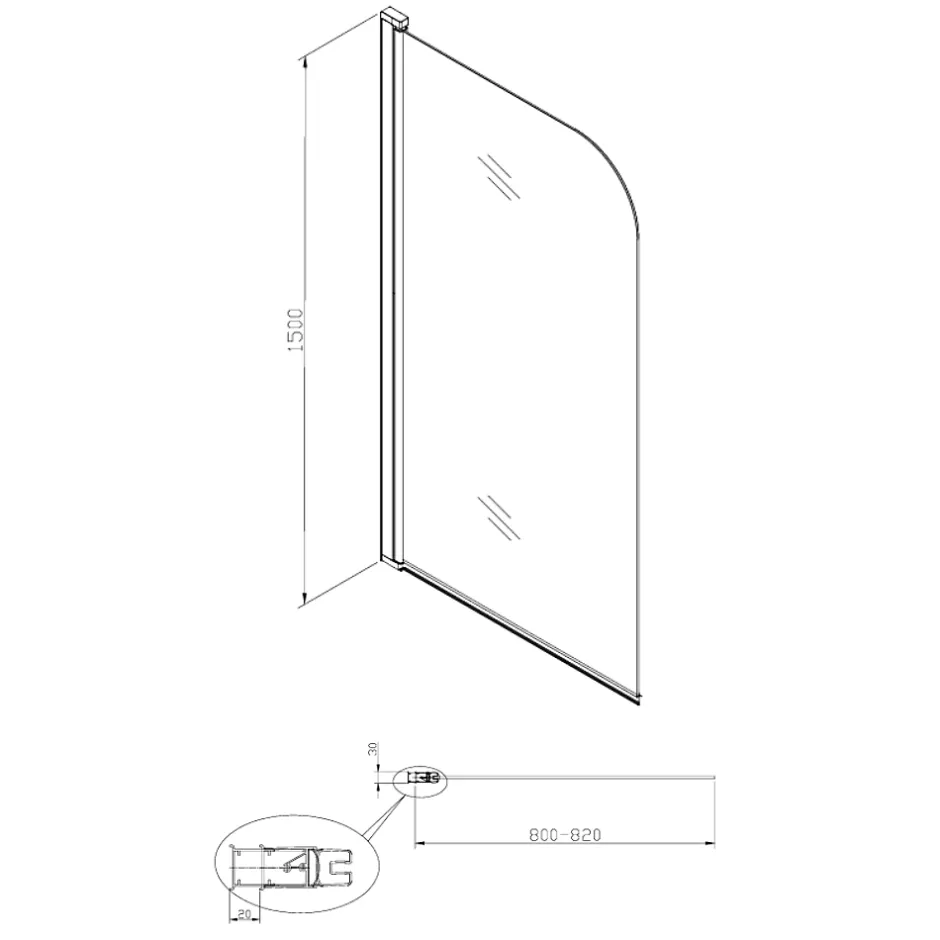 Swiss Aqua Technologies 150x80 cm Pare-baignoire pivotant en verre, orientation gauche et droite, noir (SATVZUNIKCT80)* Pare-Baignoire