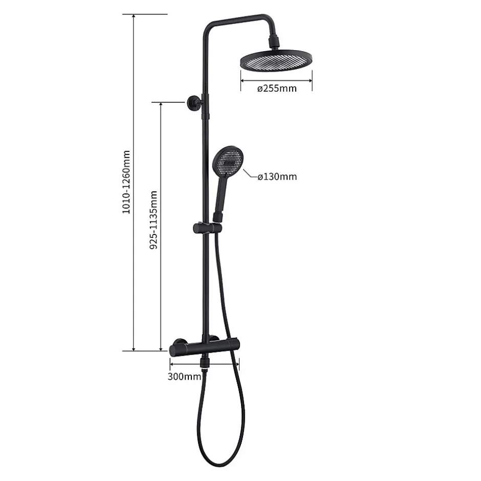 Homelody Système de Douche avec Filtre et Thermostat Noir avec Douchette à Main à 3 Types de Jets et Douche de Tête de 25 cm* Colonne De Douche Thermostatique