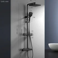 Homelody Système de Douche avec Thermostat et Tablette de Douche Noir - Ensemble Complet de Robinetterie de Douche* Colonne De Douche Thermostatique