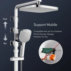 Homelody Système de Douche avec Thermostat et Tablette de Douche Chromée, Ensemble Complet de Robinetterie de Douche* Colonne De Douche Thermostatique