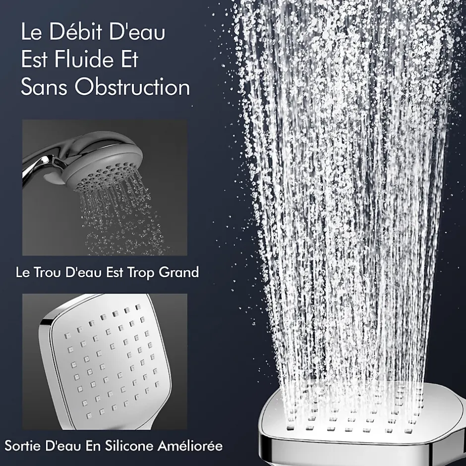 Homelody Système de Douche avec Thermostat et Tablette de Douche Chromée, Ensemble Complet de Robinetterie de Douche* Colonne De Douche Thermostatique