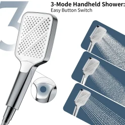 Homelody Système de douche avec thermostat et tablette en verre chromé Ensemble de douche complet avec douchette à main