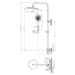 Swiss Aqua Technologies Système de douche mural avec mitigeur monocommande + douche de tête + douchette à main 3 jets, noir mat (SATSSPKCNEW)