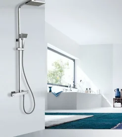Bernstein Système de douche thermostatique 3011 Basic avec douchette à main - Tête de douche 20x20cm