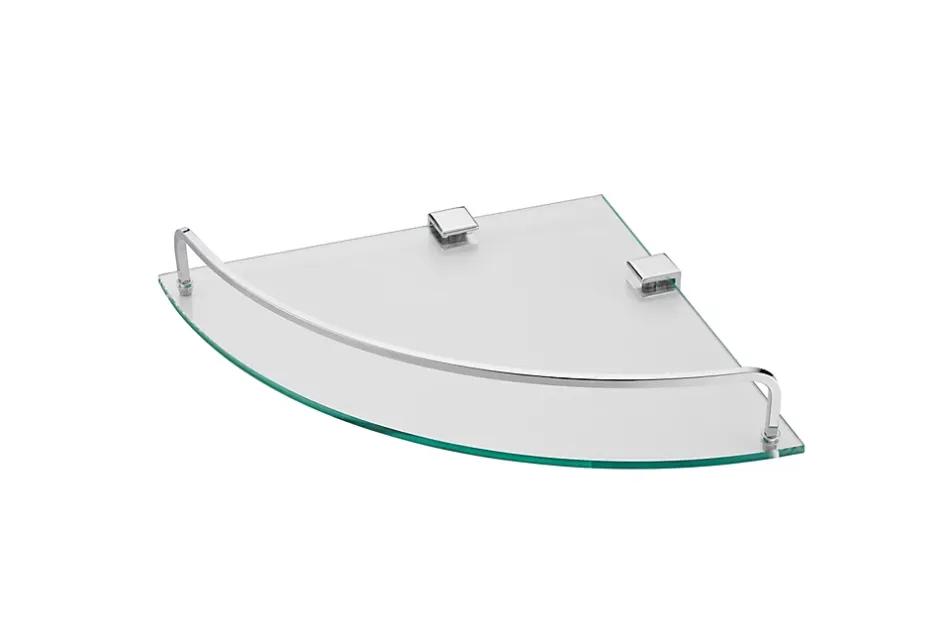 GoodHome Tablette d’angle murale en verre et acier chromé Alessano
