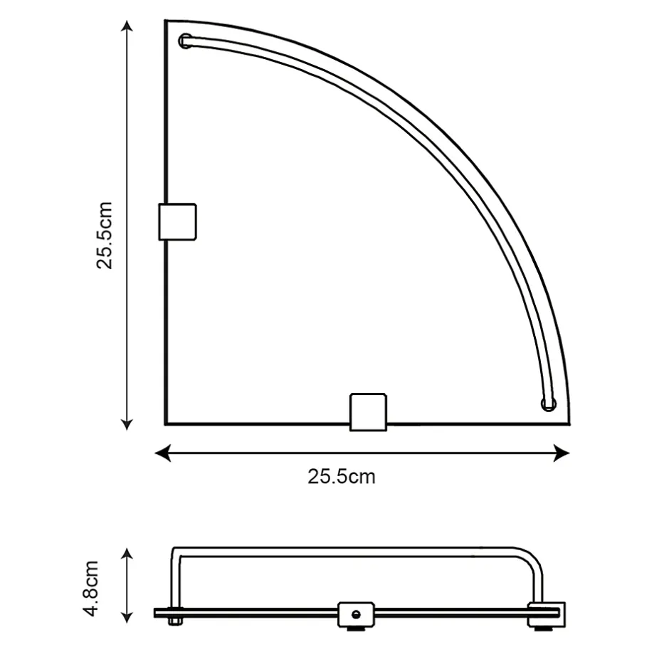 GoodHome Tablette d’angle murale en verre et acier chromé Alessano