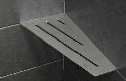 Schluter Tablette murale de douche SHELF- E- S3 - CURVE - aluminium structuré Noir mat - 62 x 295 x 154 mm