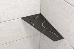 Schluter Tablette murale de douche SHELF- E- S3 - CURVE - aluminium structuré Noir mat - 62 x 295 x 154 mm