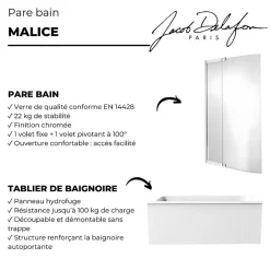 Jacob Delafon Tablier de baignoire installation en niche blanc mat + pare bain Malice