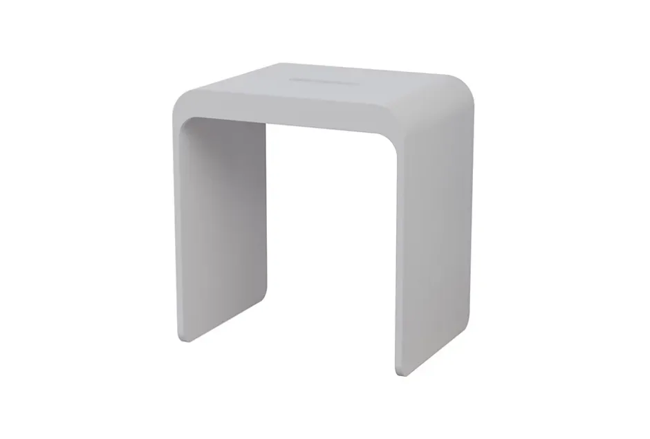 Bernstein Tabouret de Douche antidérapant, Chaise Salle de Bain Fonte minérale - Blanc Mat - 43x30x43cm - Max 120kg, Waterproof - PB4006