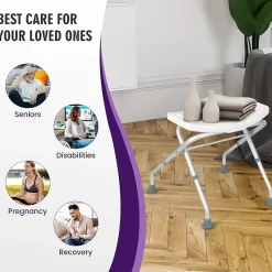 Giantex Tabouret de Douche, Banc de Douche avec Poignées, Charge 150 kg, pour Personnes Âgées, Handicapées, Enceintes, Blanc