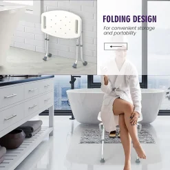 Giantex Tabouret de Douche, Banc de Douche avec Poignées, Charge 150 kg, pour Personnes Âgées, Handicapées, Enceintes, Blanc