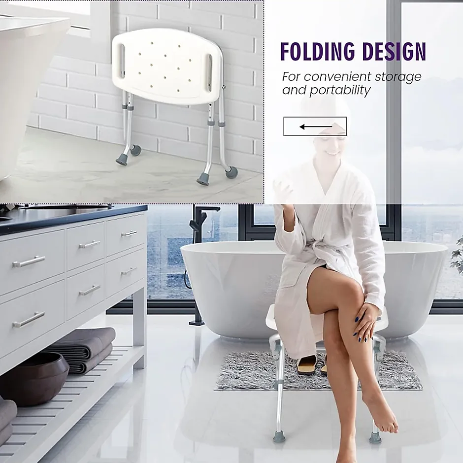 Giantex Tabouret de Douche, Banc de Douche avec Poignées, Charge 150 kg, pour Personnes Âgées, Handicapées, Enceintes, Blanc