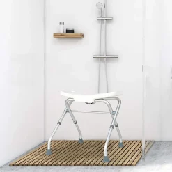 Giantex Tabouret de Douche, Banc de Douche avec Poignées, Charge 150 kg, pour Personnes Âgées, Handicapées, Enceintes, Blanc
