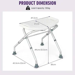 Giantex Tabouret de Douche, Banc de Douche avec Poignées, Charge 150 kg, pour Personnes Âgées, Handicapées, Enceintes, Blanc