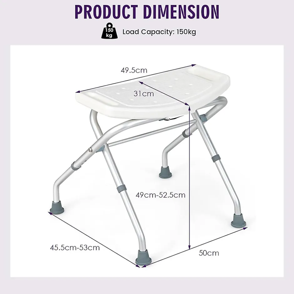 Giantex Tabouret de Douche, Banc de Douche avec Poignées, Charge 150 kg, pour Personnes Âgées, Handicapées, Enceintes, Blanc
