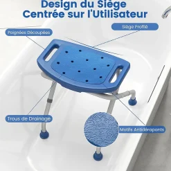 Giantex Tabouret de Douche, Banc de Douche avec Poignées, Charge 150 kg, pour Personnes Âgées, Handicapées, Enceintes, Bleu* Siège De Douche