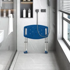 Giantex Tabouret de Douche, Banc de Douche avec Poignées, Charge 150 kg, pour Personnes Âgées, Handicapées, Enceintes, Bleu* Siège De Douche
