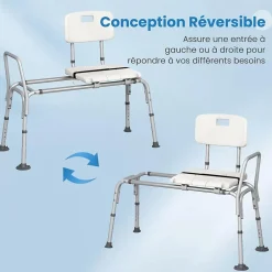 Giantex Tabouret de Douche Coulissant, Banc de Douche Autonomie Hauteur Réglable, Personnes Handicapées Âgées,Charge 160KG* Siège De Douche