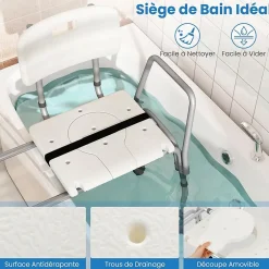 Giantex Tabouret de Douche Coulissant, Banc de Douche Autonomie Hauteur Réglable, Personnes Handicapées Âgées,Charge 160KG* Siège De Douche