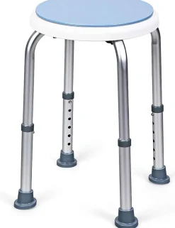 Giantex Tabouret de Douche et de Bain Rond en HDPE, sans Dossier, avec Pieds Antidérapant, Charge Max. 120Kg, Blanc, 45x45x38-51 cm