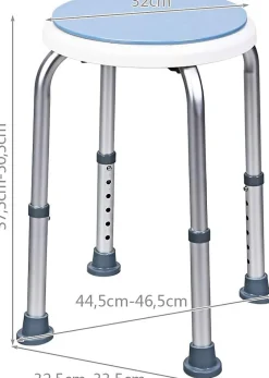 Giantex Tabouret de Douche et de Bain Rond en HDPE, sans Dossier, avec Pieds Antidérapant, Charge Max. 120Kg, Blanc, 45x45x38-51 cm