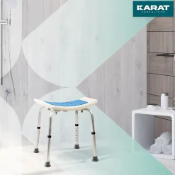 Floordirekt Tabouret de douche et de bain Noah Réglable en hauteur Facile à nettoyer Pieds en caoutchouc antidérapant jusqu'à 136 kg* Siège De Douche