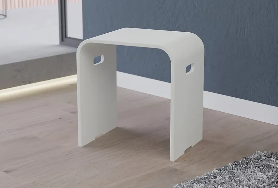 Bernstein Tabouret de douche PB4002 en fonte minérale - blanc mat* Siège De Douche