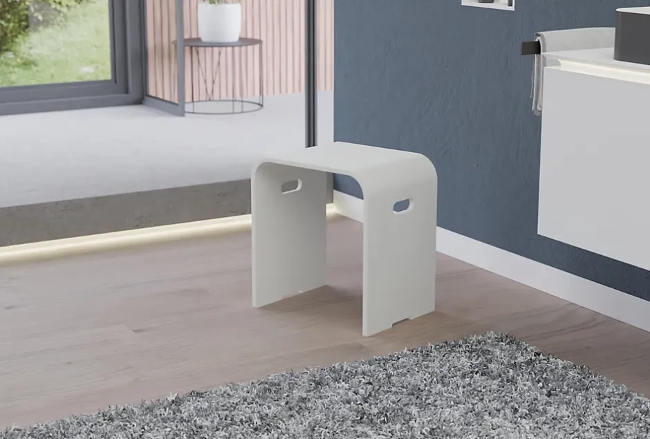 Bernstein Tabouret de douche PB4002 en fonte minérale - blanc mat* Siège De Douche
