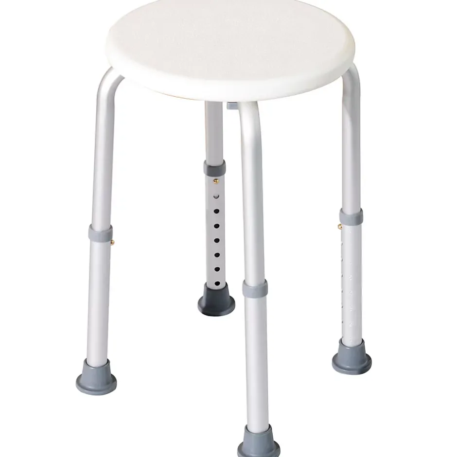 Homcom Tabouret de douche réglable en hauteur siège de douche ergonomique pieds antidérapants charge max. 136 Kg alu HDPE blanc