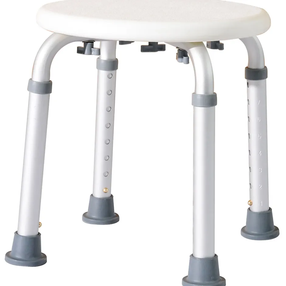 Homcom Tabouret de douche réglable en hauteur siège de douche ergonomique pieds antidérapants charge max. 136 Kg alu HDPE blanc