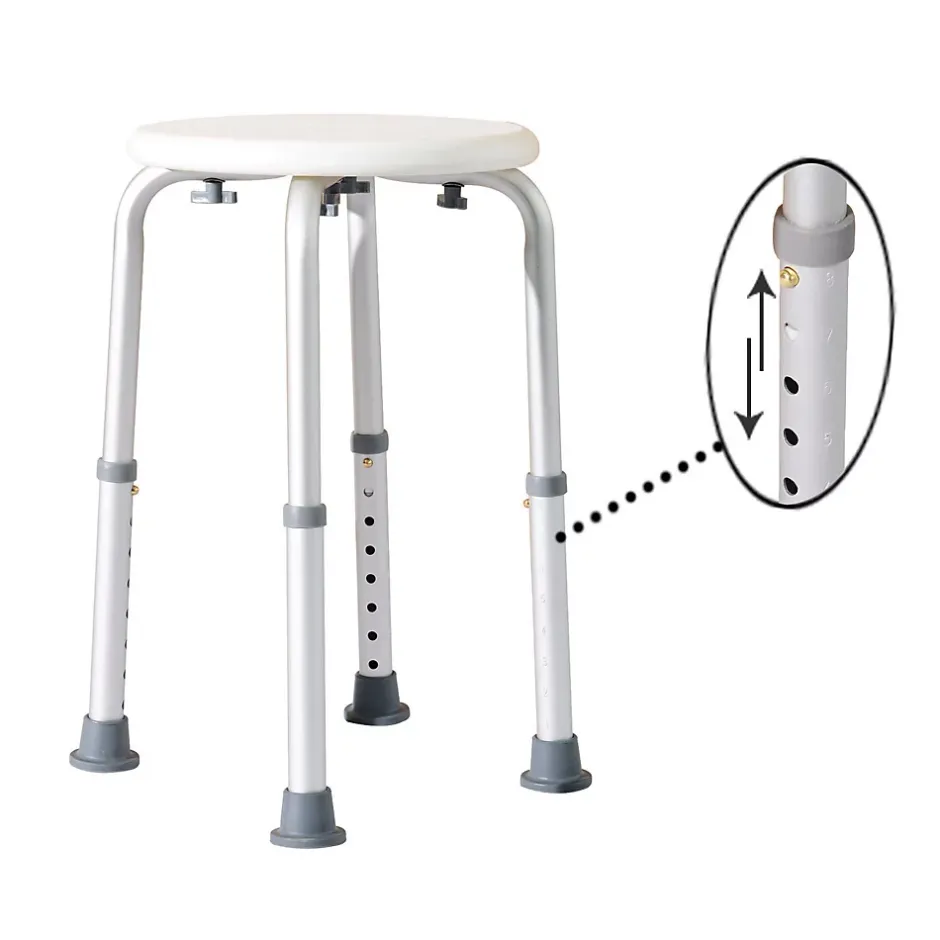 Homcom Tabouret de douche réglable en hauteur siège de douche ergonomique pieds antidérapants charge max. 136 Kg alu HDPE blanc
