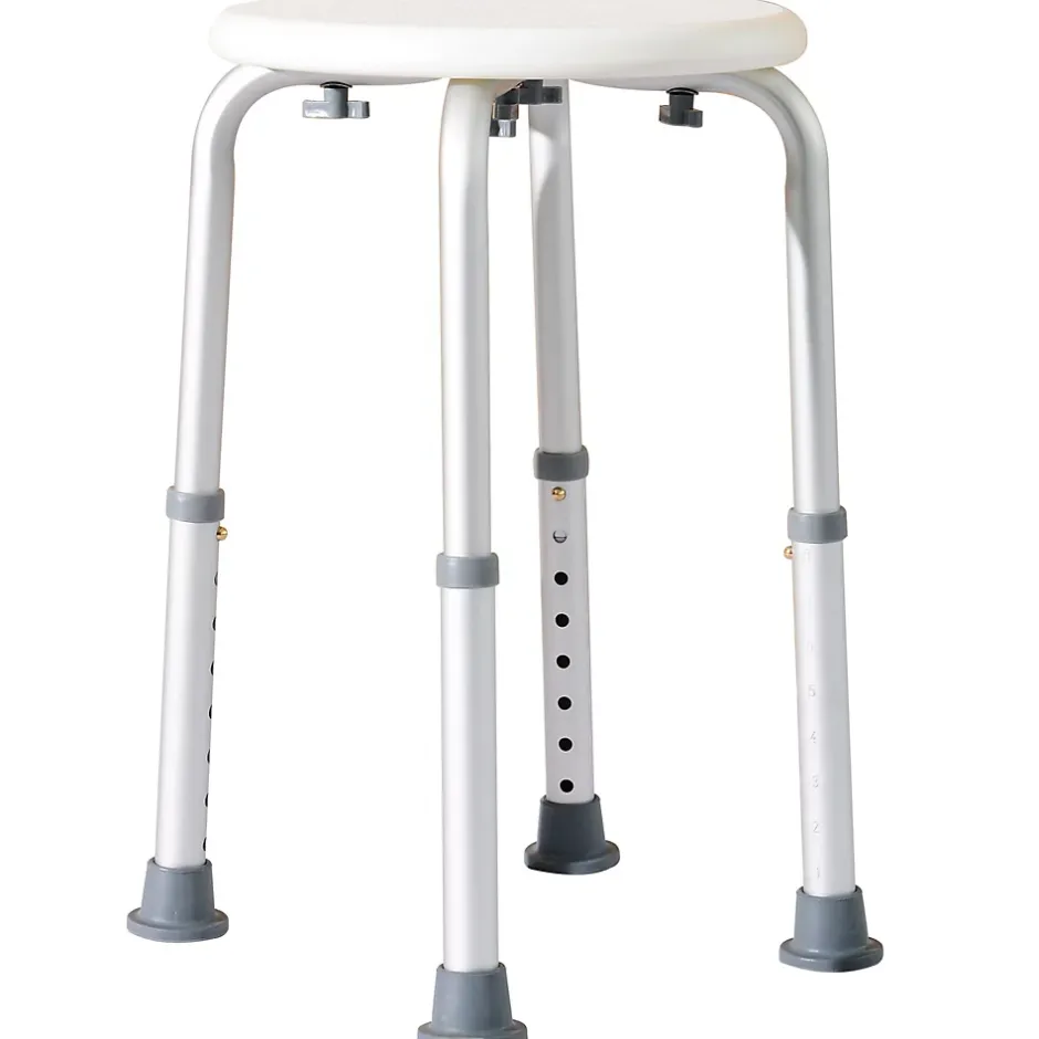 Homcom Tabouret de douche réglable en hauteur siège de douche ergonomique pieds antidérapants charge max. 136 Kg alu HDPE blanc