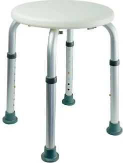 Godonnier Tabouret de salle de bains réglable en alu et PE blanc, adapté aux PMR,* Siège De Douche