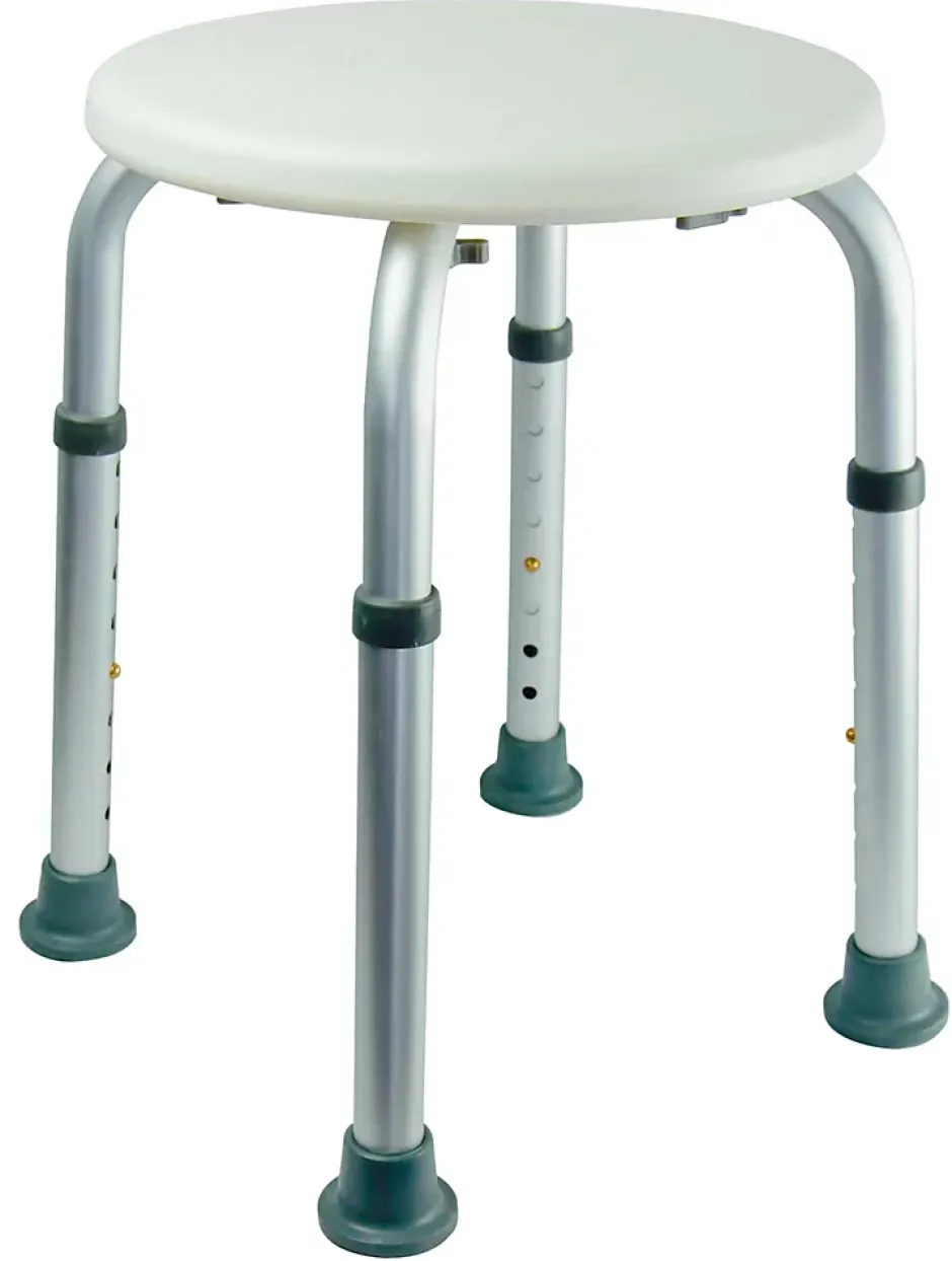 Godonnier Tabouret de salle de bains réglable en alu et PE blanc, adapté aux PMR,* Siège De Douche