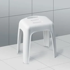 Spirella Tabouret grand siège de douche HOCKER Blanc Max 130kg* Siège De Douche