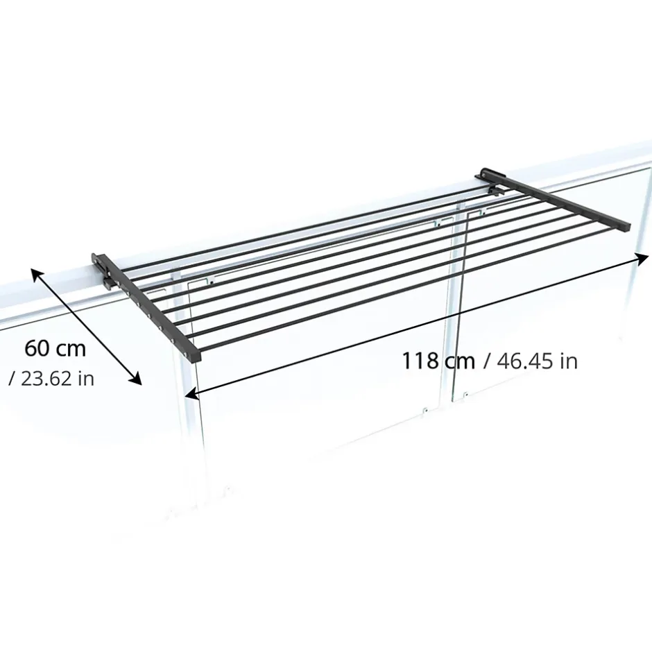 Foxydry Étagère à linge balcon pliable alu 118x63x8 cm Duo* Etendoir À Linge