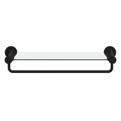 GoodHome Étagère avec porte-serviettes en verre et acier inoxydable noir H.40 cm Cavally* Etagère Salle De Bains