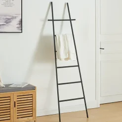[En.Casa] Étagère échelle Oeyer acier 170 x 45 x 2 cm noir en.casa* Etagère Salle De Bains