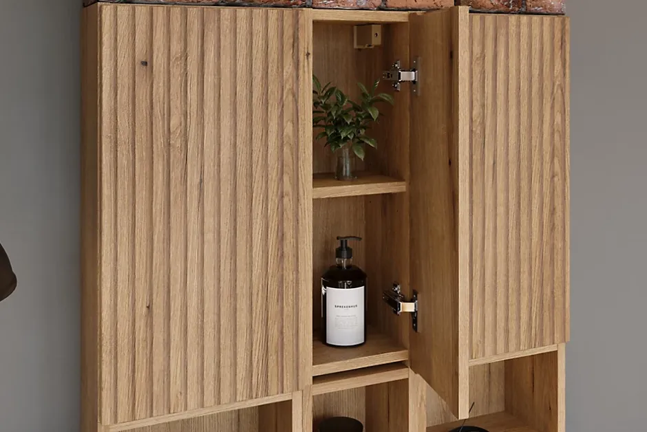Furnidea Étagère cube de salle de bain suspendue 20 x 20 cm NOVA chêne Coast Evoke