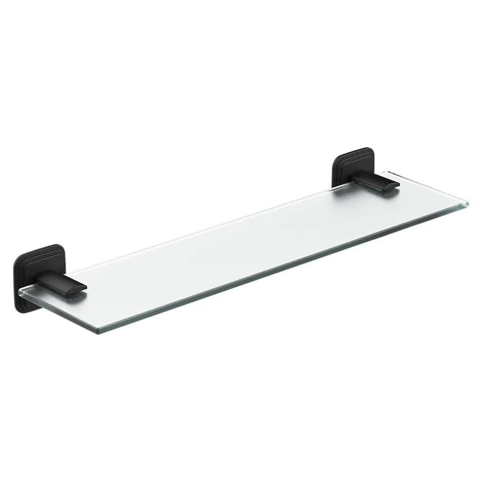 GoodHome Étagère de salle de bain en verre et acier inoxydable noir H.40 cm Teesta* Etagère Salle De Bains