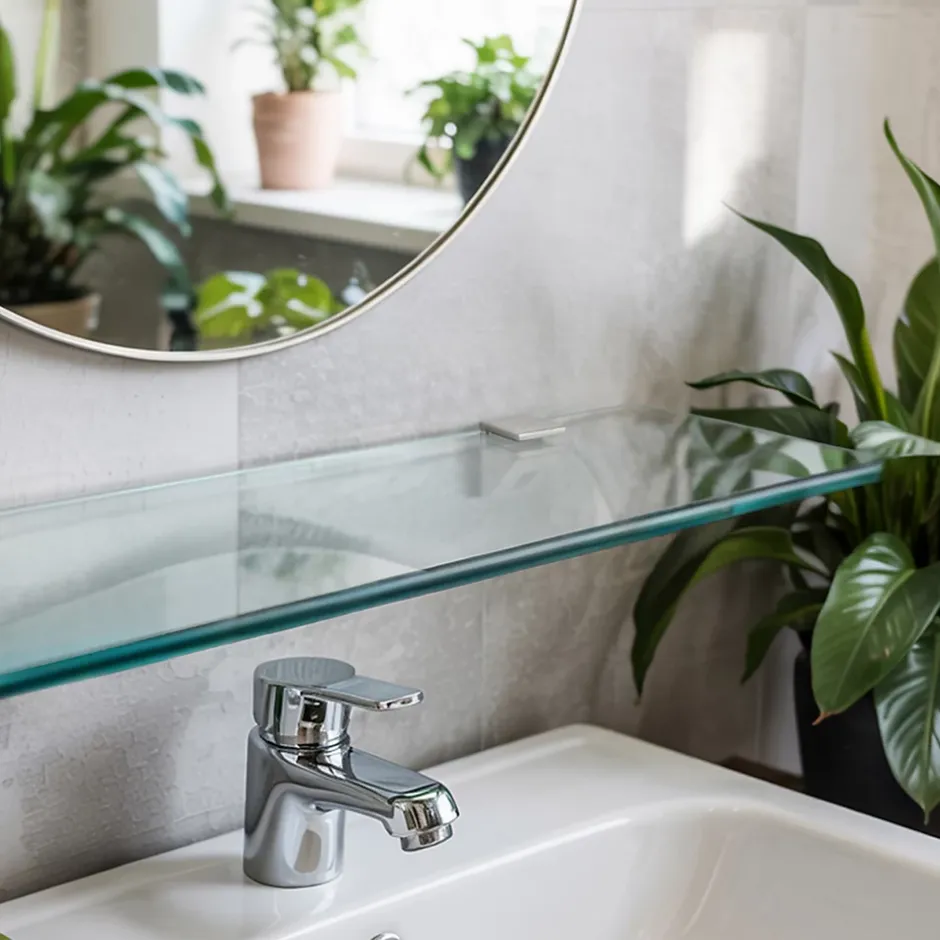 Tulup Étagère De Salle 90x13 cm Au-Dessus Du Lavabo Avec Supports En Métal Chromé* Etagère Salle De Bains