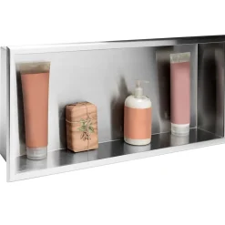 Rea ÉTAGÈRE D'ENCASTREMENT POUR SALLE DE BAINS 3 30X60X10 BRUSH STEEL* Etagère Salle De Bains
