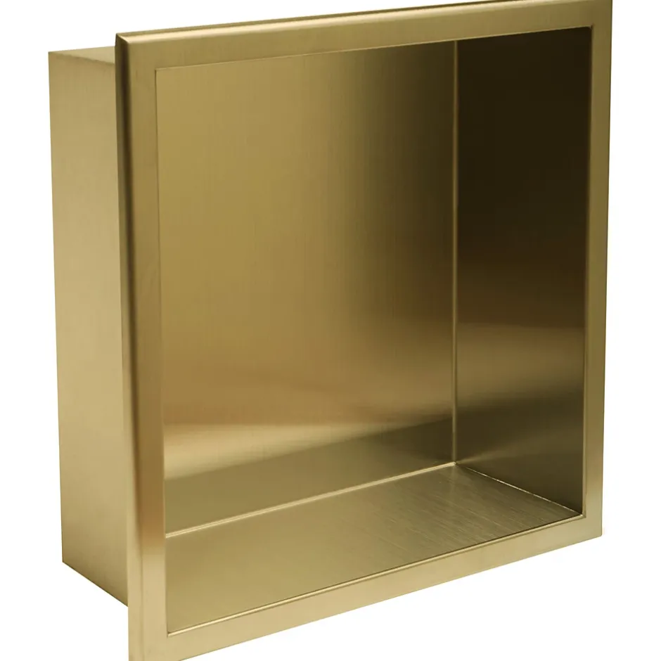 Rea ÉTAGÈRE D'ENCASTREMENT POUR SALLE DE BAINS 7 30X30X10 BRUSH GOLD