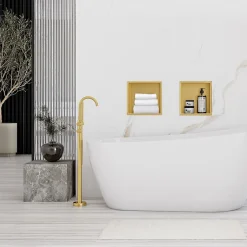 Rea ÉTAGÈRE D'ENCASTREMENT POUR SALLE DE BAINS 7 30X30X10 BRUSH GOLD