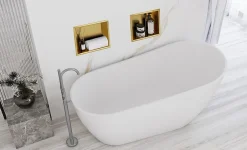 Rea ÉTAGÈRE D'ENCASTREMENT POUR SALLE DE BAINS 7 30X30X10 BRUSH GOLD