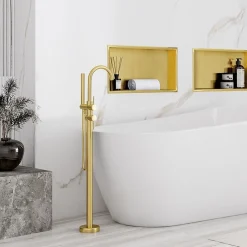 Rea ÉTAGÈRE D'ENCASTREMENT POUR SALLE DE BAINS 8 30X45X10 BRUSH GOLD